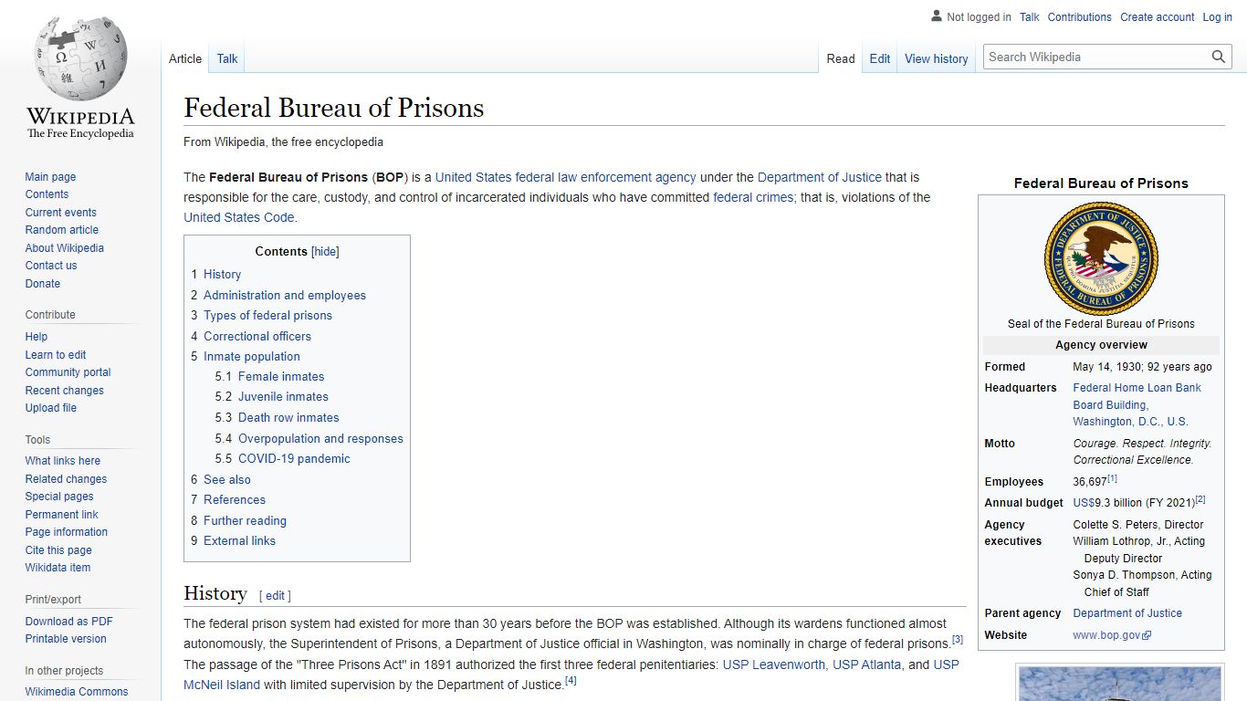 Federal Bureau of Prisons - Wikipedia