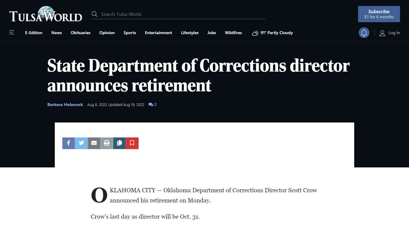 State Department of Corrections director announces retirement